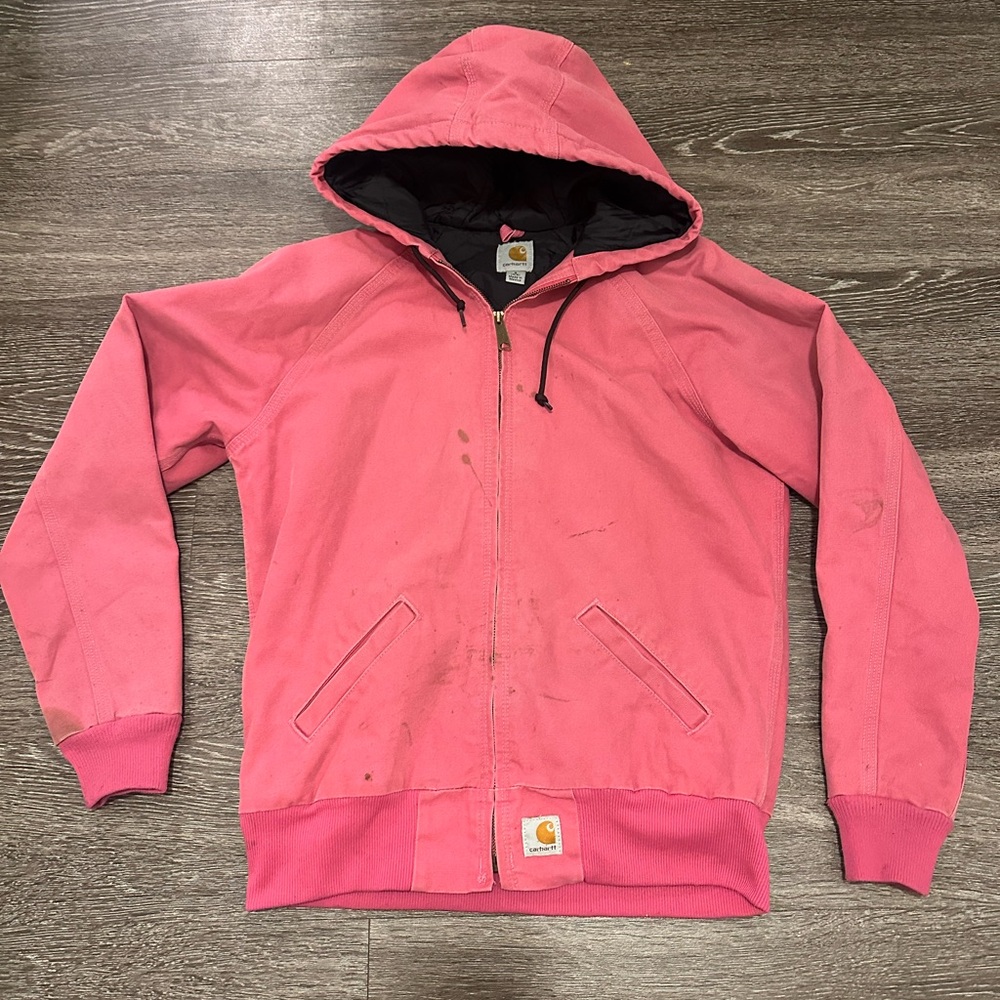 Carhartt Pink Utility Jacket with Hood and Zipper